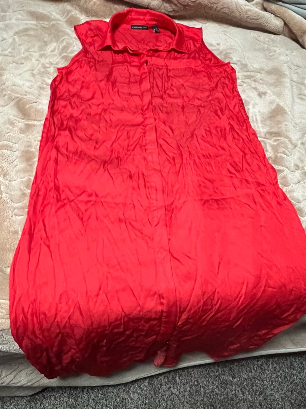 Sleeveless Red Button-Front Dress - Picture 1 of 5